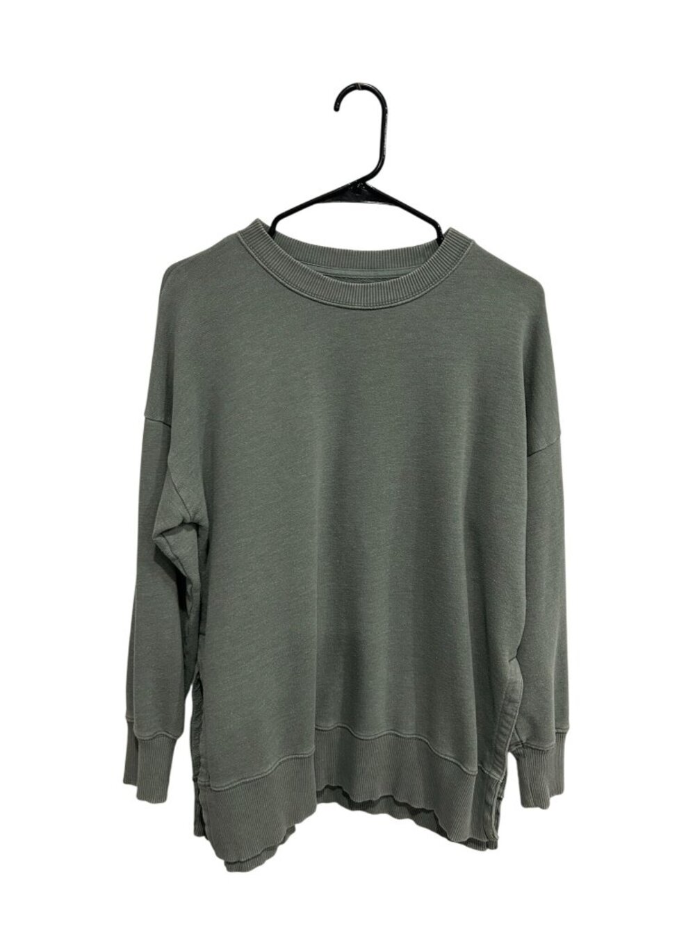 Aerie Small Green Oversized Sweatshirt Side Slits Cotton Cozycore Minimalist